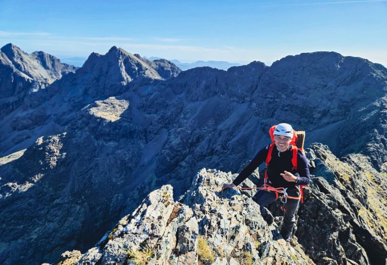 Walking off a ridge on the Cuillin Ridge