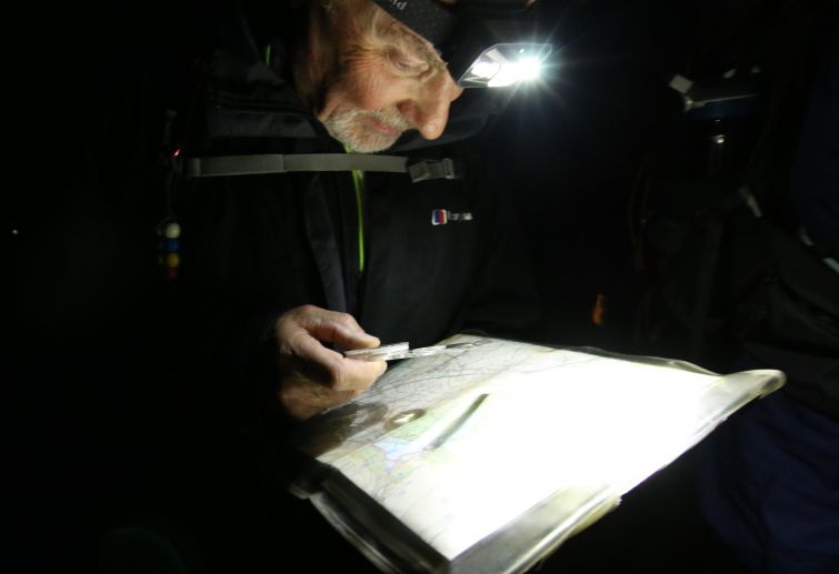 Night navigation course in the mountains